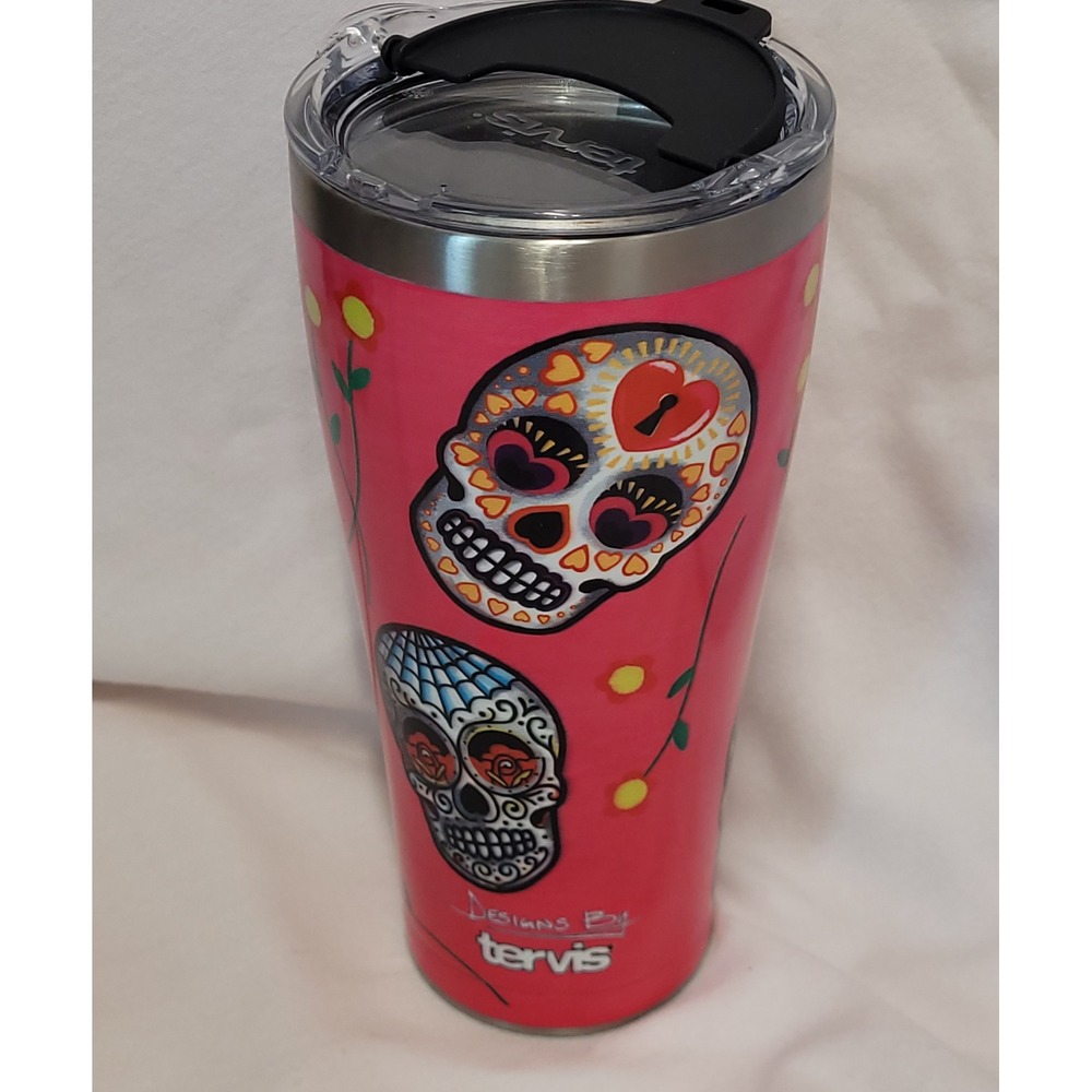 Tervis 30oz Stainless Stl Tumbler Day of the Dead Insulatd Sugar Skull Pink NEW